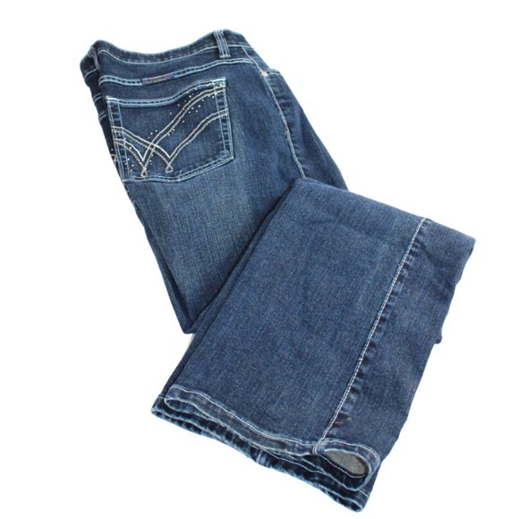Wrangler Denim - Wrangler Q-Baby Embroidered Pocket Medium Blue Boot Cut Jeans, Size 9-10…